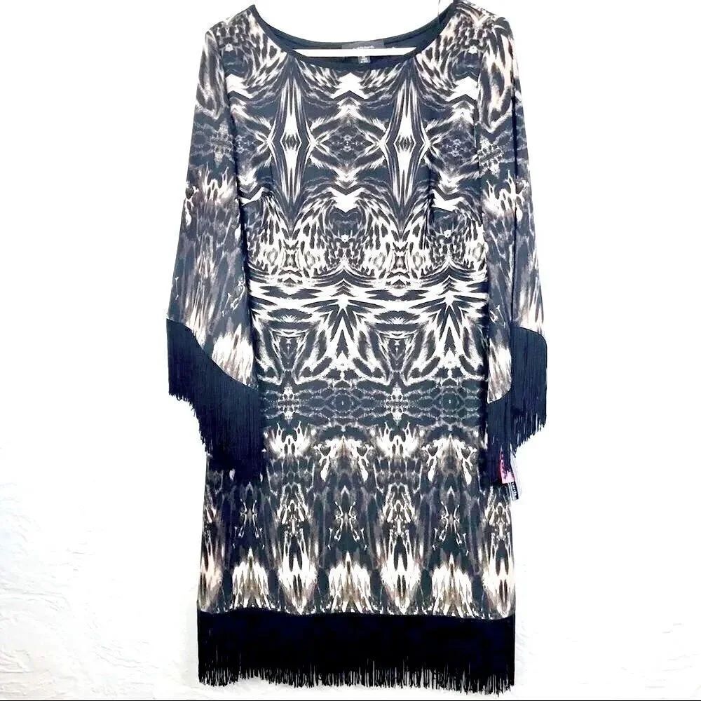 R&M Richards Tribal Print Fringe Dress- NEW